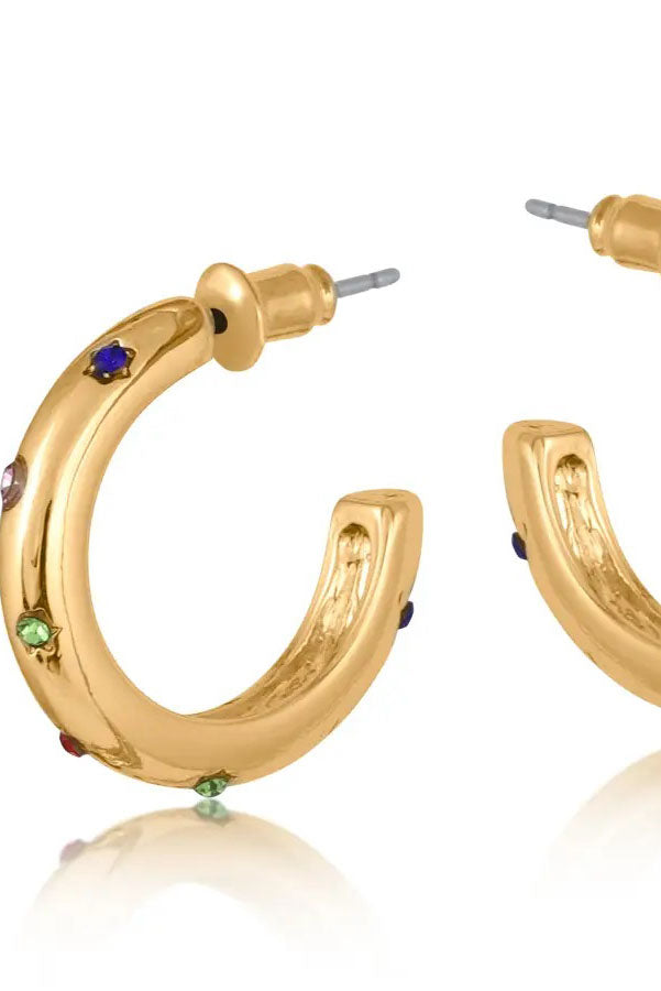 B.M.L Small Ginette Rainbow Stone Hoop Earrings