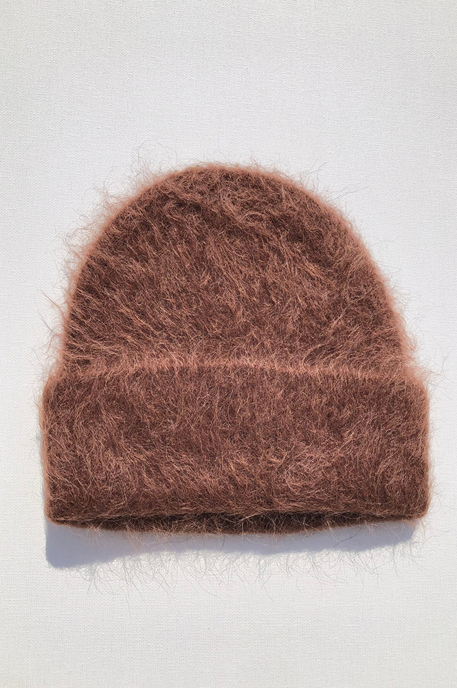 Billy Bamboo Alpaca Fluffy Brown Beanie