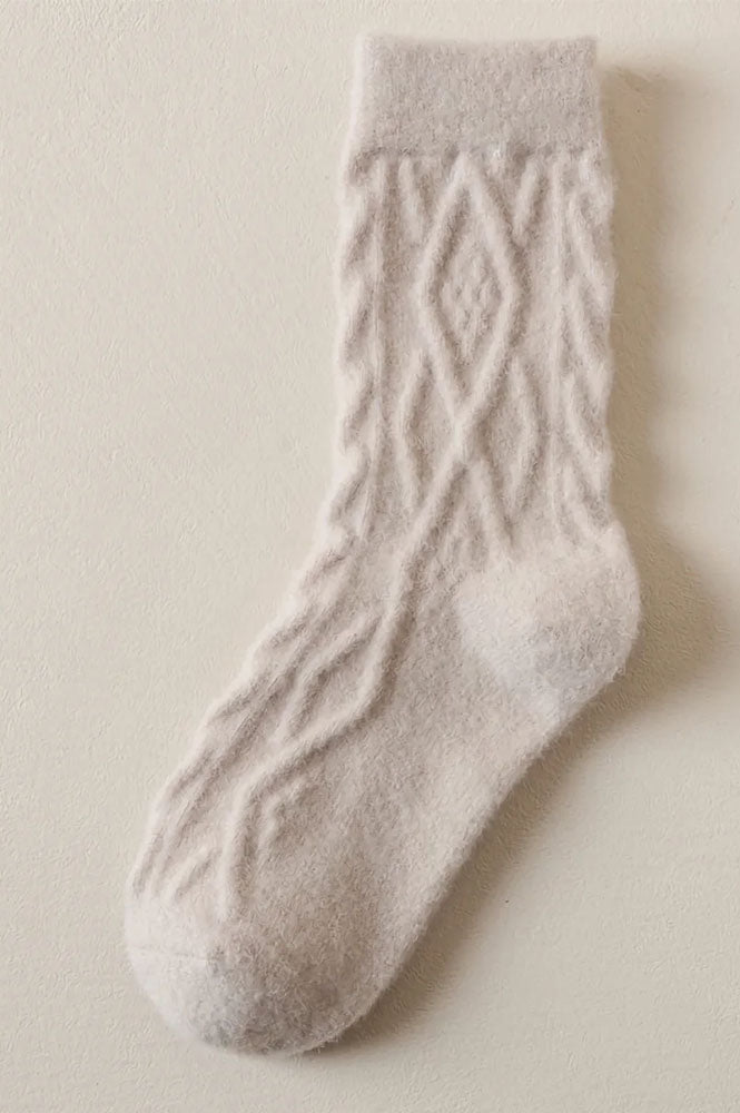 Cable Knit Winter Wool Grey Socks