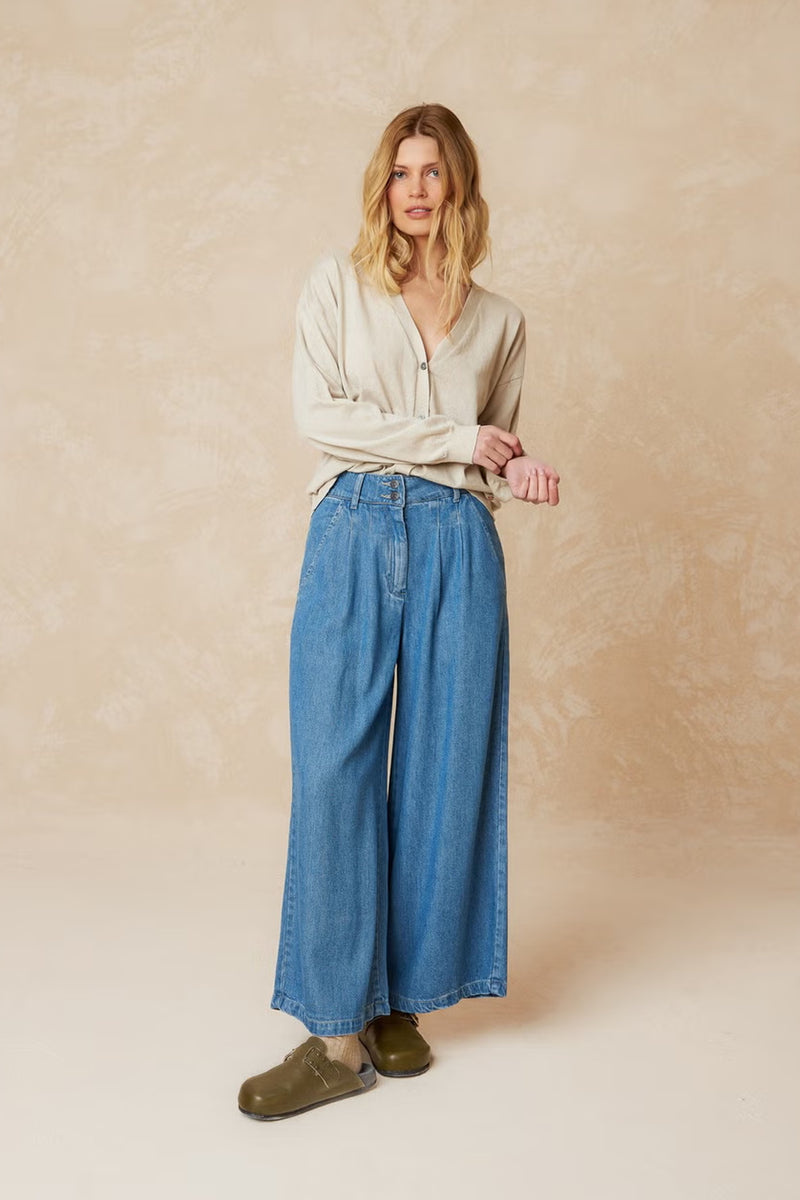 Indi & Cold Washed Effect Denim Trousers