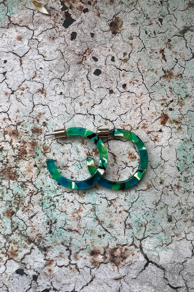 B.M.L Isla Resin Hoop Green Earrings - The Mercantile London