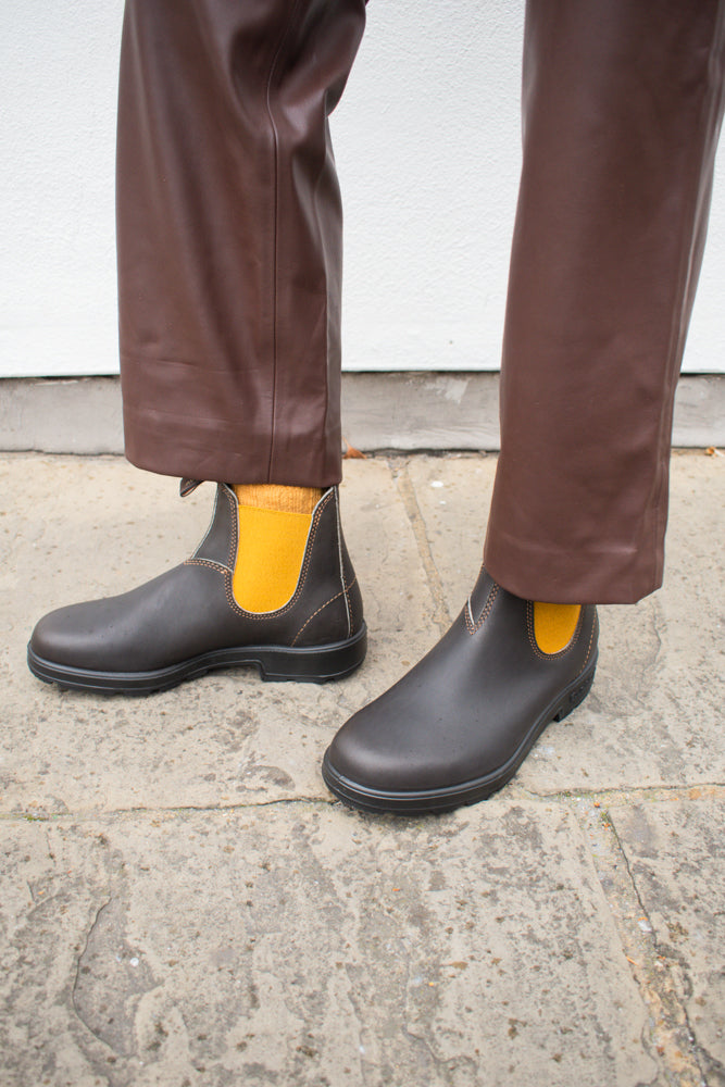 Blundstone 1919 Brown Leather with Mustard Elastic Boots - The Mercantile London