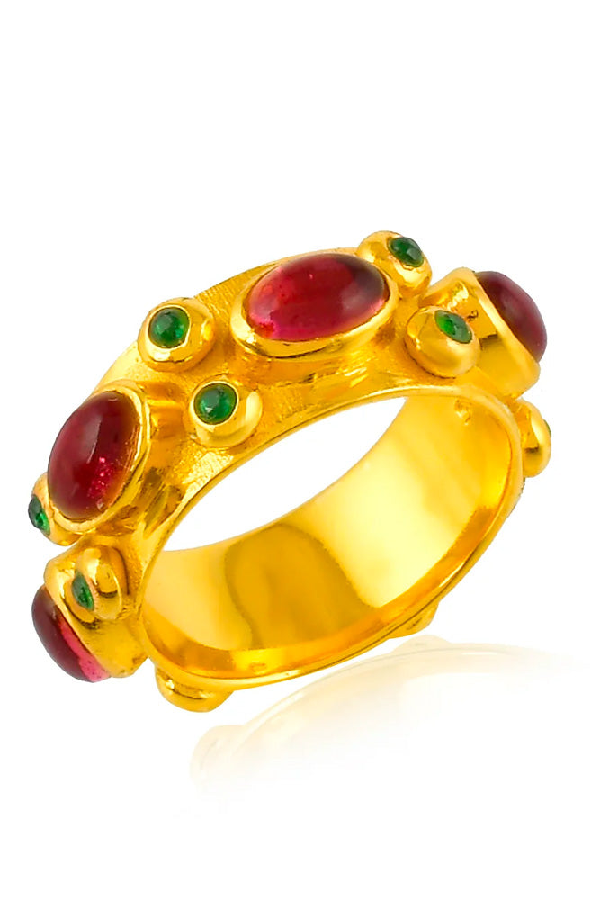 Shyla Andromeda Ruby Red & Emerald Ring - The Mercantile London