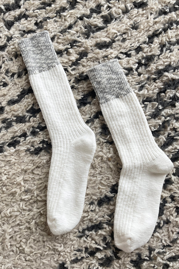 Le Bon  Shoppe Colour Block White Linen / Grey Cottage Socks - The Mercantile London