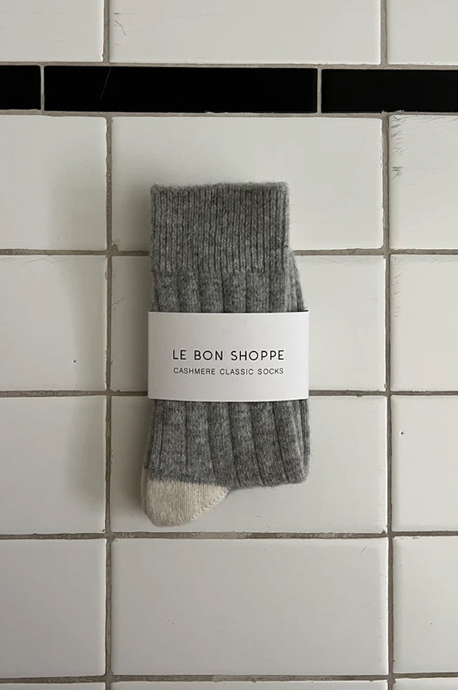 Le Bon Shoppe Cashmere Grey Melange Socks - The Mercantile London