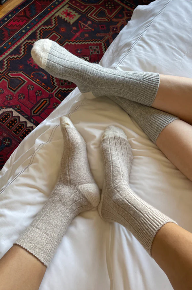 Le Bon Shoppe Cashmere Grey Melange Socks - The Mercantile London