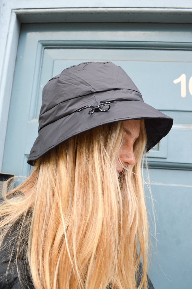 Rains Padded Nylon Black Bucket Hat | The Mercantile London