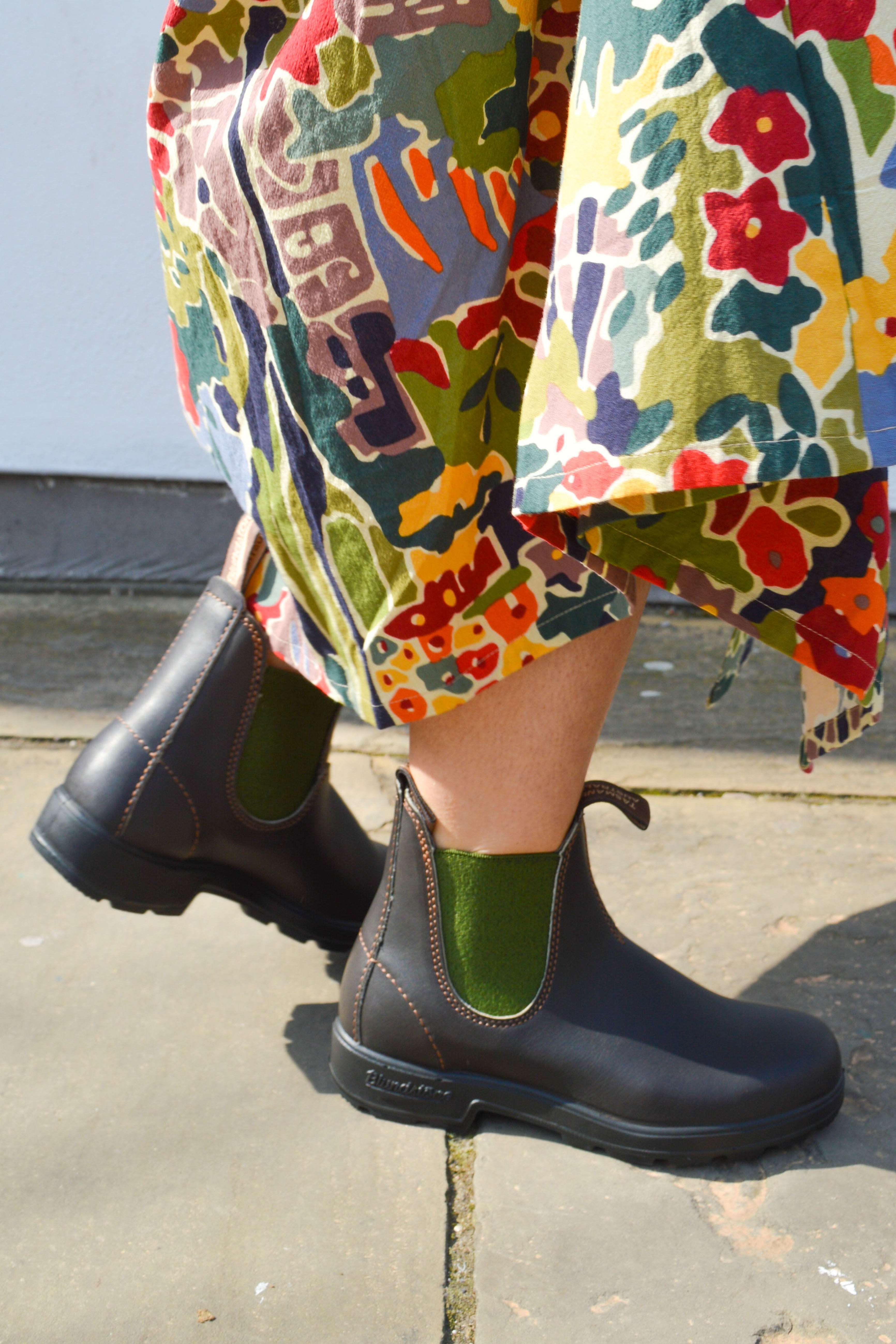 Blundstone 519 Brown Leather with Olive Elastic Boots The